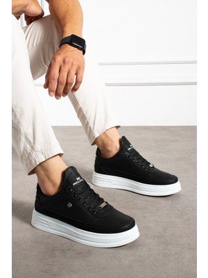 Erkek Sneaker Günlük Spor Ayakkabı Yüksek Taban Siyah Beyaz- Rahat Tasarım X7