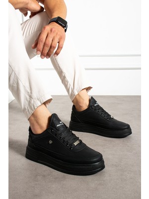 Erkek Sneaker Günlük Spor Ayakkabı Yüksek Taban Siyah- Rahat Tasarım X7