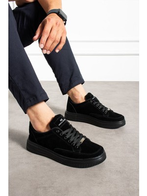 Erkek Sneaker Günlük Spor Ayakkabı Yüksek Taban Siyah - Rahat Tasarım Q5