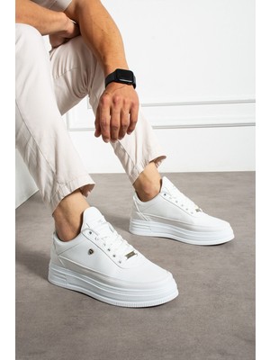 Erkek Sneaker Günlük Spor Ayakkabı Yüksek Taban Beyaz- Rahat Tasarım X7
