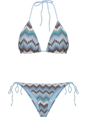 Renkli Triko Üçgen Bikini Takım