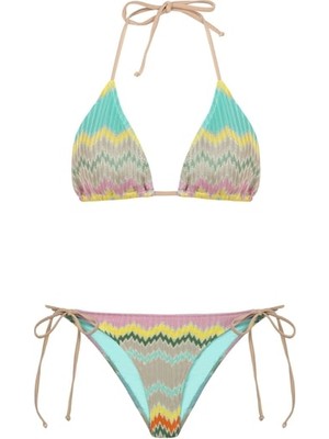 Renkli Simli Triko Bikini Takım