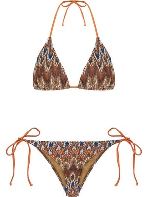 Renkli Triko Üçgen Bikini Takım