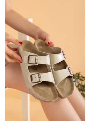 Kadın Esnek Yumuşak Ayarlanabilir Tokalı Slide Rahat Comfort Anatomik Terlik