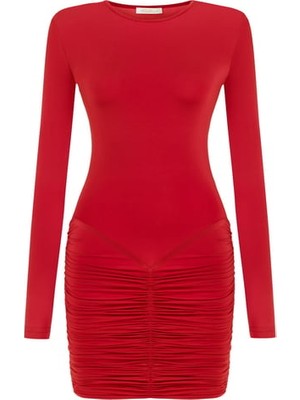 Leonıe Mini Kırmızı Drape Elbise