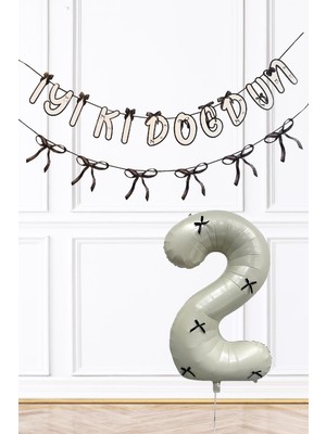 Siyah Fiyonk Konsept Banner ve Yaş Balonlu Doğum Günü Balon Seti