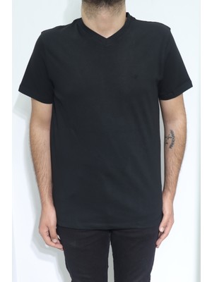 Santa Fistan Store Erkek Düz Spor Kesim Rahat Kalıp V Yaka T-Shirt