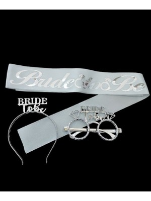 Bkmc Party Bride To Be Gümüş Plastik Taç ve Kuşak Seti Bekarlığa Veda Partisi