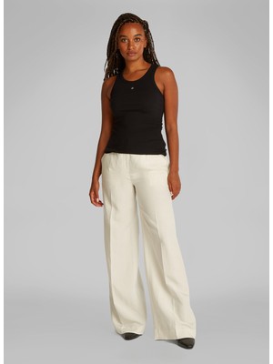 Calvin Klein Yuvarlak Yaka Düz Siyah Kadın Atlet K20K208065BEH