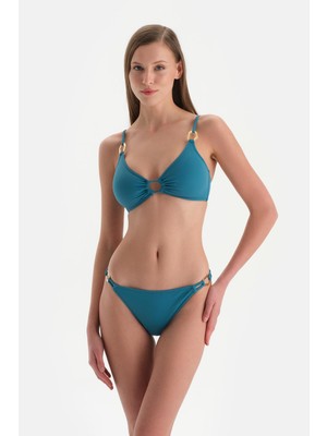 Petrol Mavi Üçgen Bikini Üst