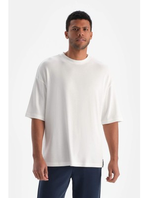 Kırık Beyaz Dagi Active Kırık Erkek Okyanus Baskılı Modal Tişört