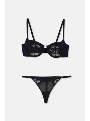 Eros ERSK1180 Amethyst Dantelli String Sütyen Konforlu Tasarım ve Gün Boyu Destek ile Siyah Renk