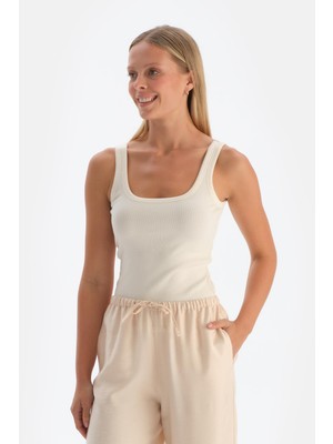 Kırık Beyaz Penye Modal Kaşkorse Atlet