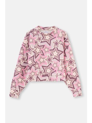 Multicolor Dagi Active Dik Yaka Yıldız Baskılı Scuba Sweatshirt