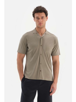 Haki Cupra Kısa Kol Modal Gömlek