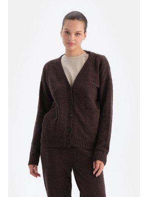 Koyu Kahve Şönil Kısa Hırka