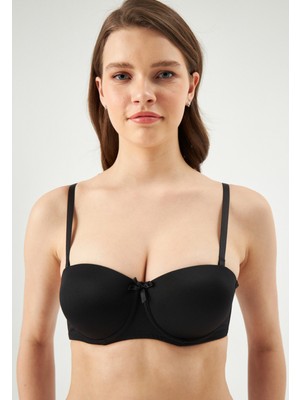Siyah ERSK160 Adela Straplez Double Push-Up Sütyen