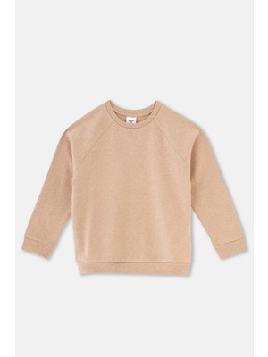 Kahve Melanj Ribana Detaylı Bisiklet Yaka Sweatshırt