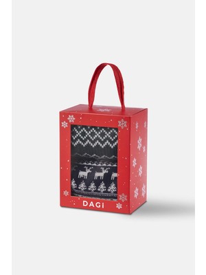 Multicolor Erkek 2'li Geyik Desenli Yılbaşı Çorabı