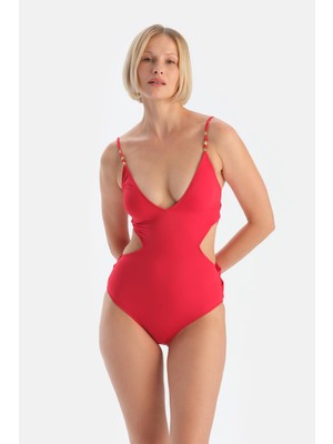 Dagi Kadın Kırmızı V Yaka Mayokini 36 Beden Şık Model ile Plajda Fark Yaratın