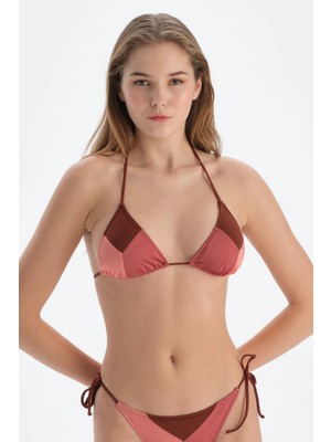 Kahverengi Üçgen Küçük Bikini Üst