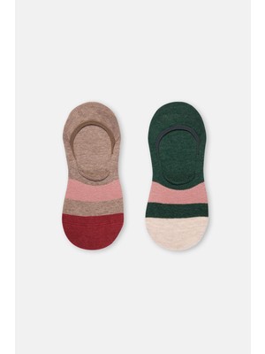 Haki Kadın Renkli Babet Çorap 2'li