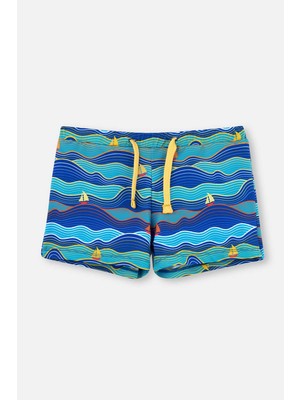 Sax Mavi Erkek Çocukyelken Desenli Deniz Şortu