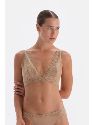 Koyu Ten Dantel Detaylı Premıum Basıc Soft Sütyen