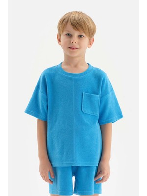 Mavi Erkek Çocuk Havlu O Yaka Tişört