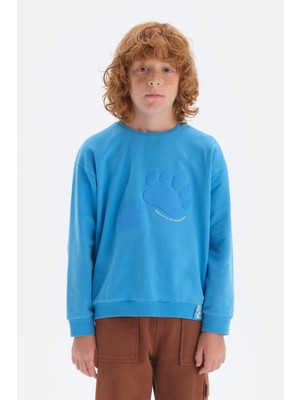 Mavi Erkek Çocuk Uzun Kol Bisiklet Yaka Pamuklu T-Shirt