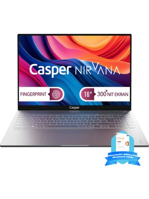 Casper Nirvana Taşınabilir Bilgisayar S100 300NIT I5-13420H 8gb Ddr5 Ram 1tb SSD Windows 11 Pro Taşınabilir Bilgisayar S100.1342-8F00R-G-F-OFM365