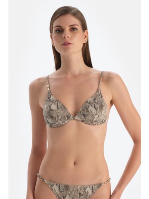Kahverengi Üçgen Kaplı Bikini Üst
