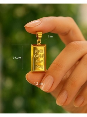 Kuyumcu Nurettin 3.20 gr (Gram) Külçe Kolye Ucu 14 Ayar Altın