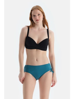 Petrol Mavi Yanı Büzgülü Bikini Alt