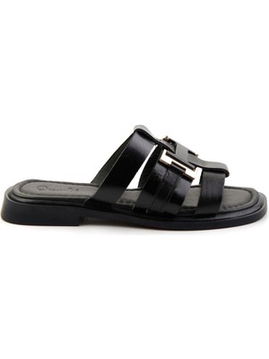 Siyah Leather Kadın Terlik K04826053903