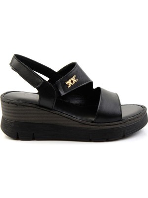Siyah Leather Kadın Sandalet K05299112703