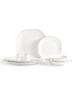 Perle 6 Kişilik 28 Parça Yemek Takımı - Beyaz/silver