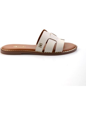 Bej Leather Kadın Terlik K04073101903