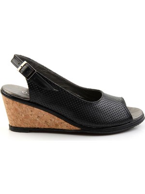 Siyah Leather Kadın Sandalet K05582040203