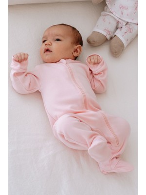 Tuğba Kuğu 0.3 TOG Fermuarlı Patikli Bebek Tulumu - Pureline Series - Pembe
