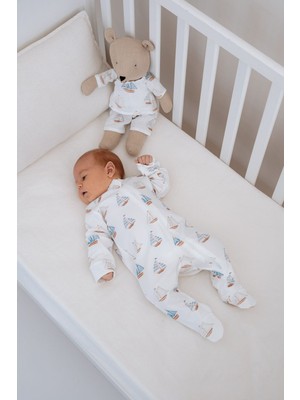 Fermuarlı Patikli Bebek Tulumu - Pureline Series - Sail Boats