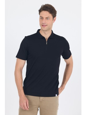 Siyah Kısa Kol Düz Suprem Polo Yaka Cepsiz Esnek Casual Slim Fit Tişört 1011250161_001