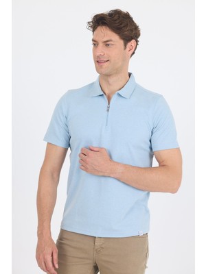 Koyu Mavi Kısa Kol Düz Suprem Polo Yaka Cepsiz Pamuklu Casual Slim Fit Tişört 1011250164_300