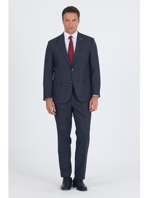 Koyu Antrasit Mono Yaka Bez Ayağı Tam Astar Pamuklu 4 Drop Comfort Fit Classic Takım Elbise 1001250178