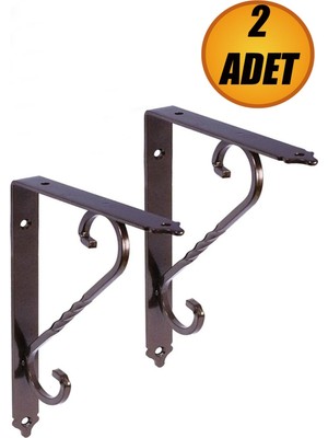 Ferforje Raf Altı Ayak Dekoratif Raf Tutucu 155 x 230 mm Bakır Montaj Aparatı (2 Adet)Vida Hediye