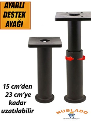 Modül Ayarlanabilir Destek Ayağı 15 x 23 cm Siyah Ayak Mobilya Kanepe Baza Koltuk Ünite Ayakları
