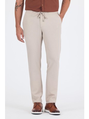 Açık Bej Esnek Lastikli Yandan Cepli Casual Comfort Fit Jogger Pantolon 1003250210