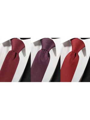 BLC Basic Line Co. Armürlü Kravat Mendil Seti Bordo Mürdüm Kırmızı Renk ve Dokuma Deseniyle Şık