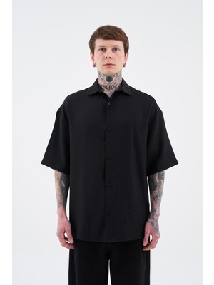 Erkek Basic Tencel Siyah Gömlek
