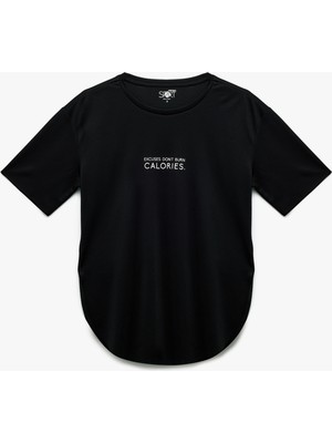 Koton Kısa Kollu Bisiklet Yaka Baskılı Oversize Spor Tişört